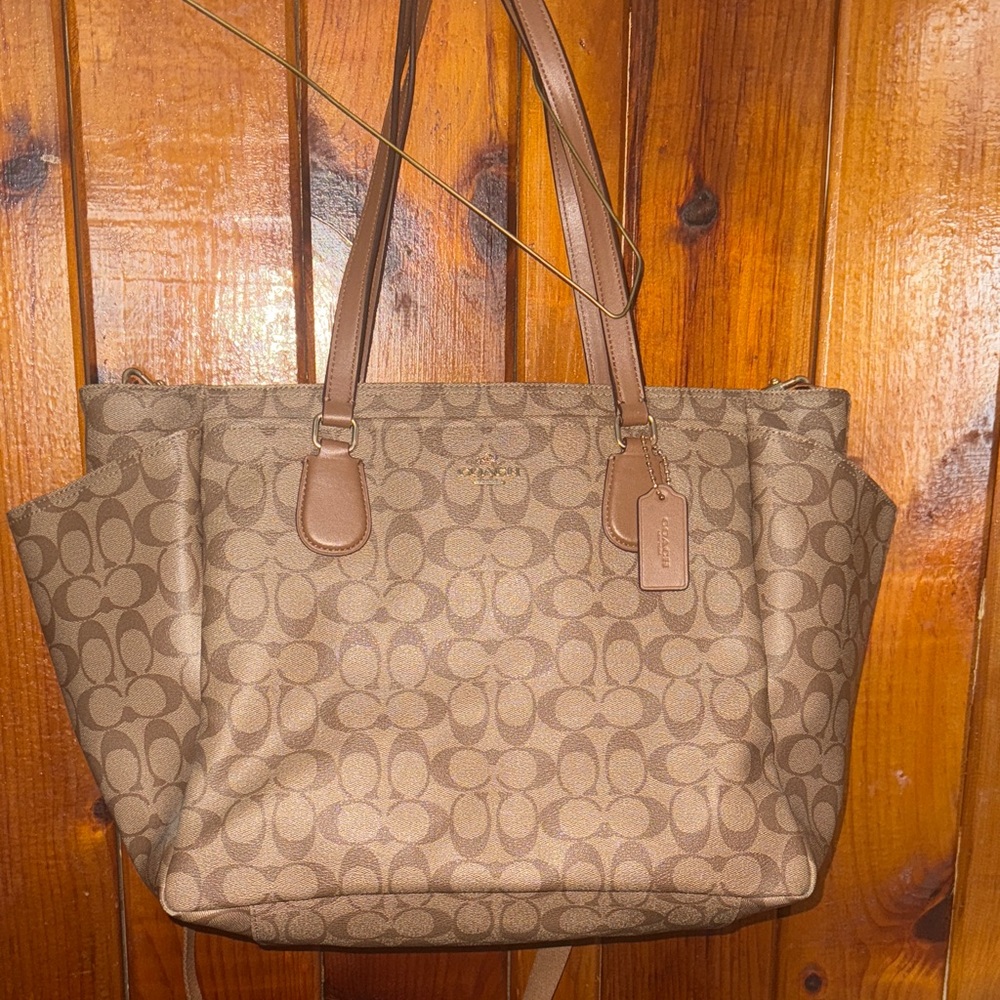 Coach Tan Signature Diaper Bag